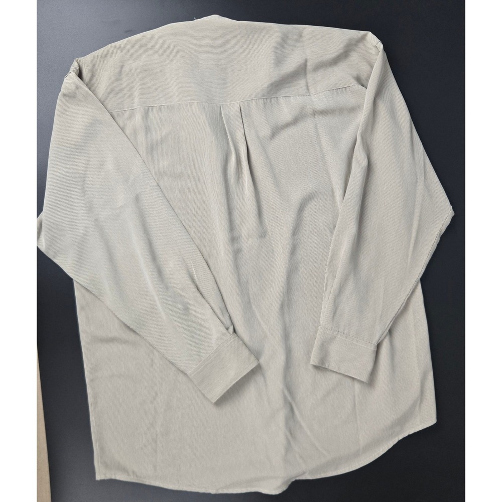 Elliott Mens Banded Collar Micro Stripe Long Sleeve Shirt Beige Tan Size M - Picture 5 of 7